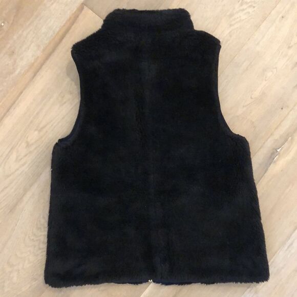 J. Crew Black Faux Fur Vest with Gold Zipper and Zip Pockets (S) - Picture 2 of 6